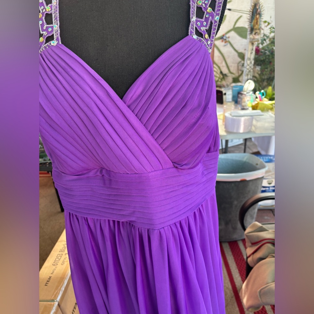 Adam Purple Ruched Sweetheart Prom Dress